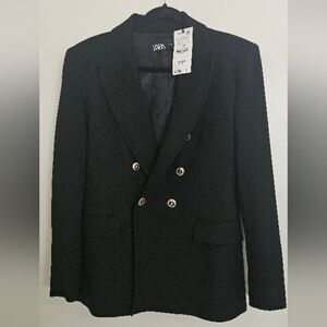 NWT Zara Black Double-Breasted Blazer | Size L